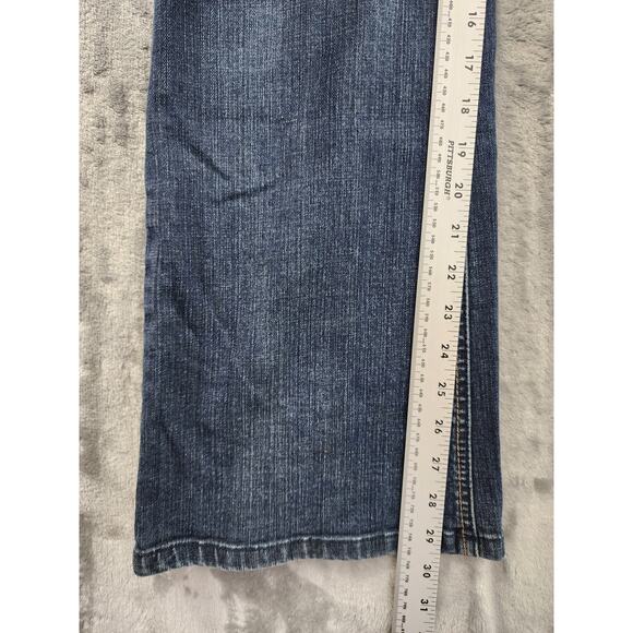 The Limited Mid Rise Flare Leg Denim Jean Size 8S SHORT Blue Stretch Bootcut Y2K - Picture 14 of 16